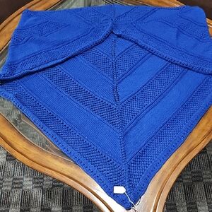 Blue Hand Knit Shawl